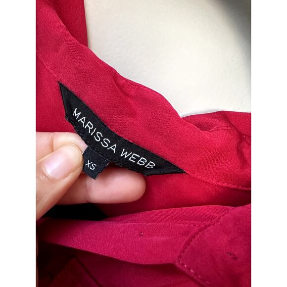 $490 Marissa Webb Red Silk Shirtdress Womens XS Long Sleeve Button Front Dress - Picture 4 of 8